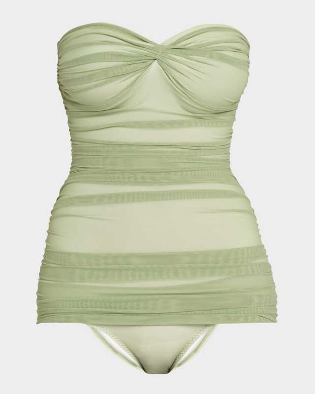 Walter Shirred Strapless One-Piece Swimsuit